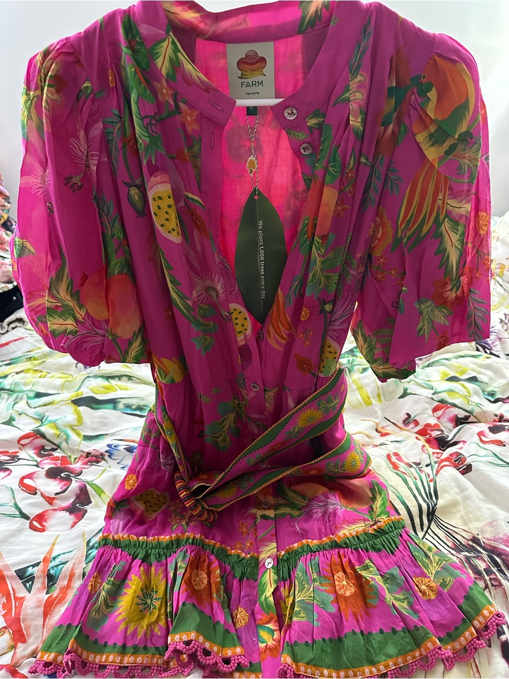 FARM Rio Delicate Fruit Garden Pink Floral Mini Dress - Picture 11 of 15